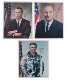 APOLLO 10 CREW SIGNED HEAD SHOT PHOTOS LOT OF 3