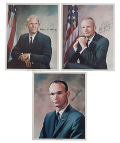 APOLLO 11 CREW SIGNED HEADS HOT PHOTOS LOT OF 3