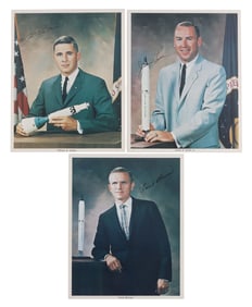 APOLLO 8 CREW SIGNED HEAD SHOT PHOTOS LOT OF 3