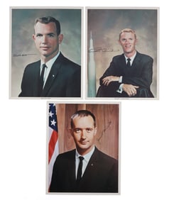 APOLLO 9 CREW SIGNED HEAD SHOT PHOTOS LOT OF 3