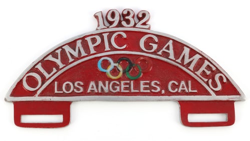 1932 OLYMPIC GAMES ALUMINIUM LICENSE PLATE MOUNT