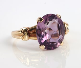 10K YELLOW GOLD 4.15 CARAT AMETHYST RING SIZE 8