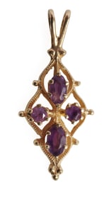 14K YELLOW GOLD AMETHYST PENDANT