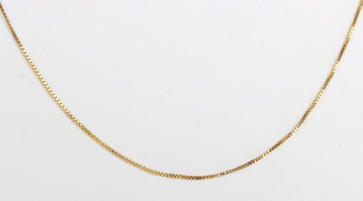 14K YELLOW GOLD BOX LINK CHAIN NECKLACE 18 INCH