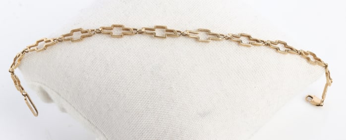 14K YELLOW GOLD CHEVY LOGO MENS BRACELET 8.5 INCH