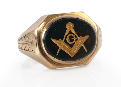MEN'S 10K YELLOW GOLD MASONIC RING