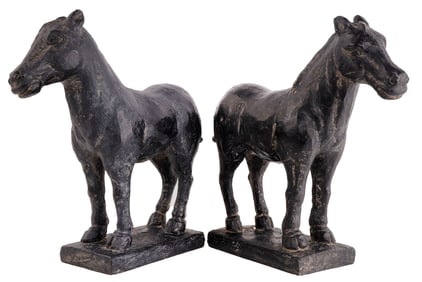 2 ANTIQUE PAPER MACHE HORSE SCULPTURE