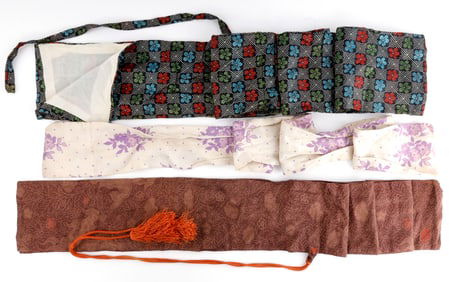 3 ANTIQUE JAPANESE SILK SWORD COVERS