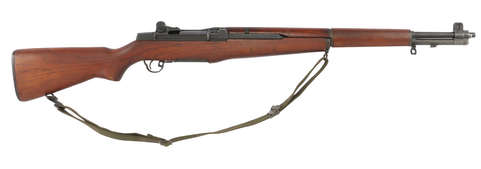 H&R ARMS CO US M1 GARAND SEMI AUTO RIFLE CAL 30-06: US M1 semi-automatic rifle with carry sling. Manufacturer H&R Arms Co. Barrel marked "HRA 653544 5-55 RS52." Bolt marked "6528287 H.R.A. UW." Stock has Circle P (with serifs) stamped at wrist and half