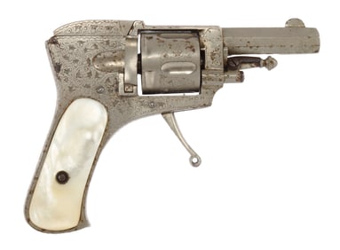 SCARCE HDH LIEGE ENGRAVED 25 ACP VELO DOG REVOLVER