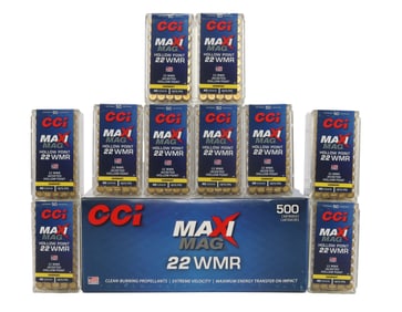 1000 ROUNDS .22 WMR 40GR JHP CCI MAXI MAG AMMO