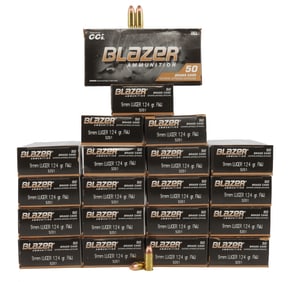 1000 ROUNDS 9MM LUGER 124GR FMJ BLAZER BRASS AMMO