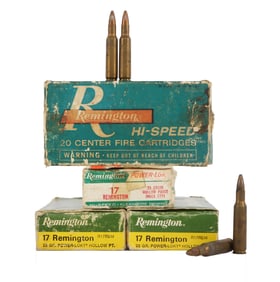 78 RDS .17 REM & .222 REM VINTAGE AMMO IN BOXES