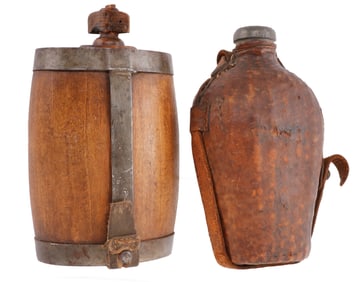 2 CANTEEN LOT SERBIA & REVOLUTIONARY WAR WOOD