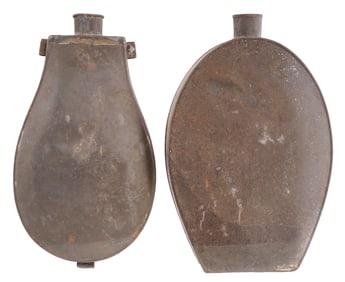 2 1820 MILITIA CANTEEN LIQUOR FLASK LOT