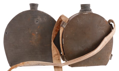 2 1820 MILITIA CANTEEN LOT POSSIBLE LIQUOR FLASK