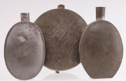 3 VERY EARLY MILITIA CANTEEN OR LIQUOR FLASK LOT