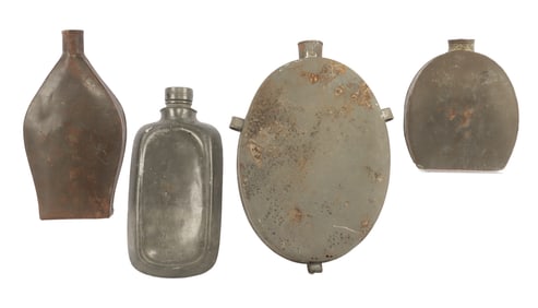 EARLY 19TH CENTURY MILITIA CANTEEN FLASK LOT OF 4