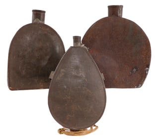 MILITIA POWDER FLASK CANTEEN LOT OF 3