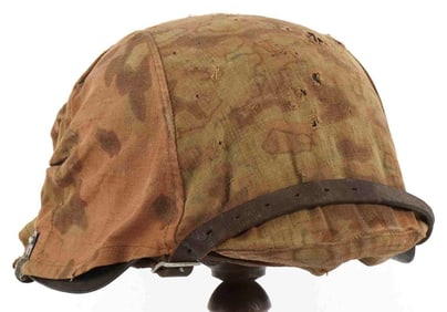 WWII GERMAN SS CKL62 M42 STEEL HELMET & CAMO COVER