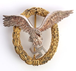WWII GERMAN THIRD REICH LUFTWAFFE PILOT BADGE GOLD