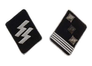 WWII GERMAN SS HAUPTSTURMFUHRER COLLAR TABS