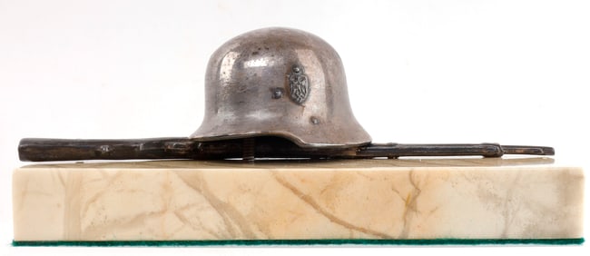 WWII GERMAN HELMET K98 RIFLE DESK ORNAMENT