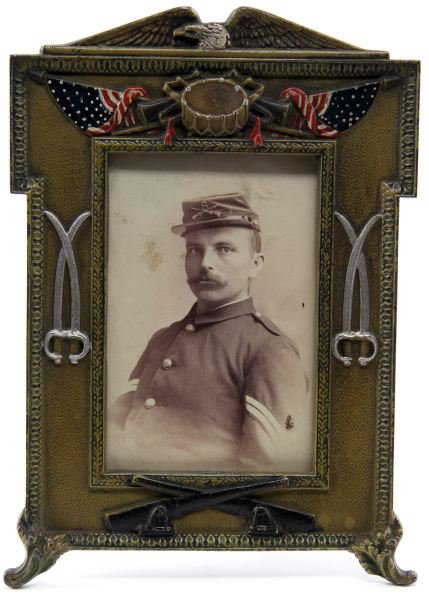 Civil War Era Cast Metal Picture Frame Us Cdv