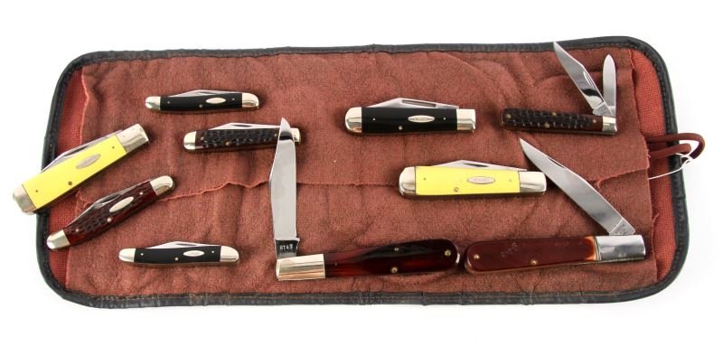 COLLECTION OF CASE & ROBESON KNIFE LOT 10 BLADES: Collection has one Robeson and 10 Case knives, Robeson 51224 new, Case 22087 new, Case 06247pe1 new, Case 22087 new, Case 6143 new, Case 31sab new, Case 3299 1/5 new, Case 6202 1/5 new, Case 3299 1/5 