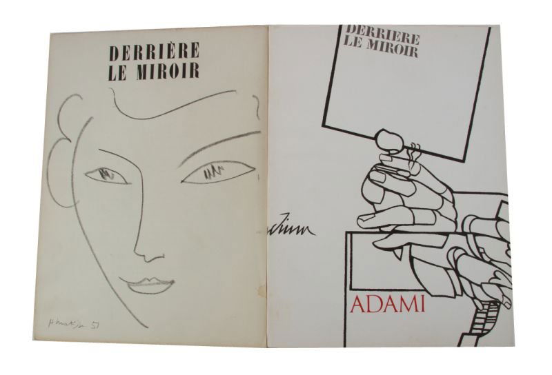 MATISSE & ADAMI DERRIERE LE MIROIR 46 & 214 LITHOS: Henri Matisse (French, 1869-1954) Derriere le miroir no. 46 with seven of nine original lithographs. Some yellowing and shelf wear. Valerio Adami (1935-) No. 214 (May 1975), complete with all lithogra