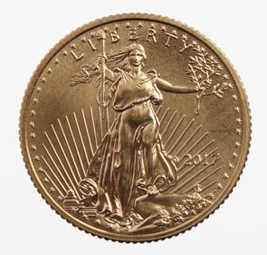 2017 GOLD 1/10 OZT OUNCE AMERICAN EAGLE BU COIN