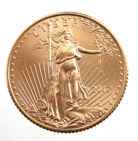 2017 GOLD 1/10 OZT OUNCE AMERICAN EAGLE BU COIN