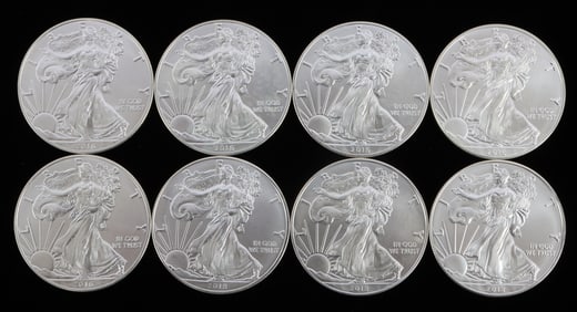 8 MIX DATE 1 OZT OUNCE SILVER AMERICAN EAGLE COINS