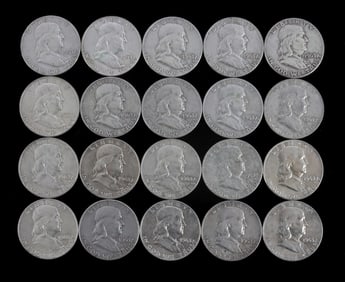 $10 FACE 90% SILVER FRANKLIN HALF DOLLAR COIN LOT