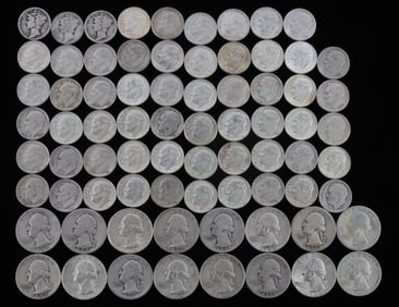 $10 FACE VALUE 90% SILVER U.S. COINS QUARTERS DIME