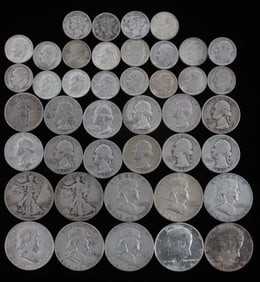$10 FACE VALUE 90% U.S. SILVER COINS HALF QUARTERS