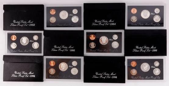 6 SILVER PROOF SET LOT 1992 1994 1995 1996 2 1998