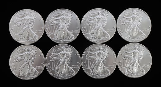8 2011 1 OZT OUNCE SILVER AMERICAN EAGLE BU COINS
