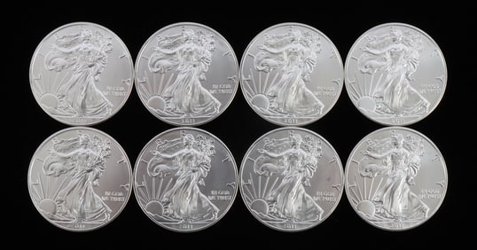 8 2011 1 OZT OUNCE SILVER AMERICAN EAGLE BU COINS
