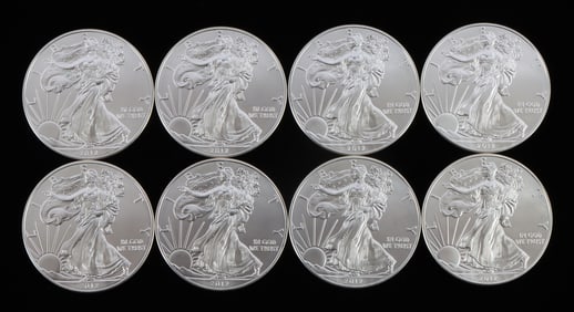 8 2012 1 OZT OUNCE SILVER AMERICAN EAGLE BU COINS