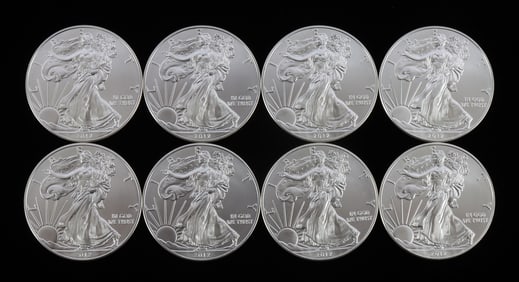 8 2012 1 OZT OUNCE SILVER AMERICAN EAGLE BU COINS