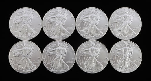 8 2018 1 OZT OUNCE SILVER AMERICAN EAGLE BU COINS