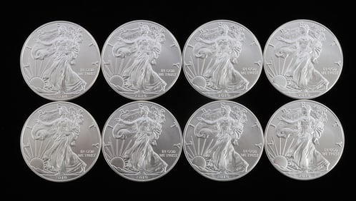 8 2029 SILVER AMERICAN EAGLE 1 OZT EACH COIN LOT