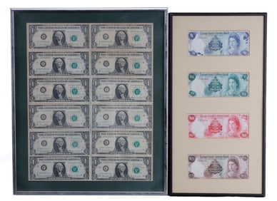 FRAMED CAYMAN ISLANDS US FEDERAL RESERVE BANKNOTE