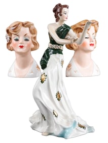 2 NIPPON HEAD VASE 1 GOLDCREST SIGNED FIGURINE