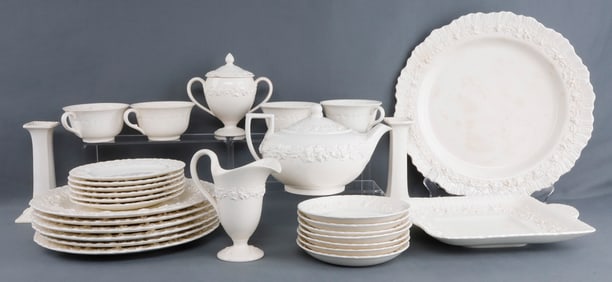 29 PC. WEDGWOOD EMBOSSED QUEENS WARE PATTERN 2243