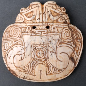 TAINO PRECOLUMBIAN TWO HEADED SHELL MEDALLION