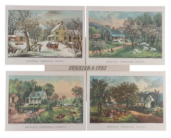 CURRIER & IVES HOMESTEAD LITHOGRAPH SUITE LOT OF 4