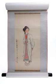 HANGING WALL SCROLL WITH PAINTING OF A WOMAN