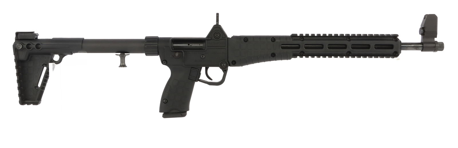 KELTEC SUB 2000 GEN 2 9MM FOLDING CARBINE NIB: KelTec Sub-2000 folding semi-automatic rifle. Barrel length 16.25 inches, threaded 1/2x28. Iron sight installed. Includes one (1) 17-round Glock 17 type magazine. Very good condition. Mechanically fin